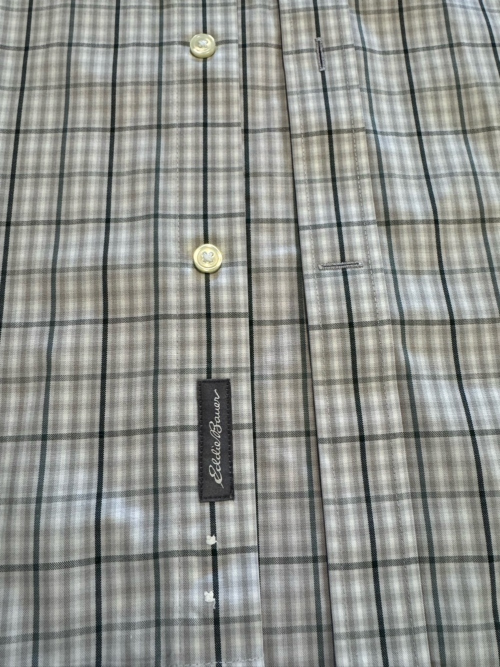 Eddie Bauer White and Blue Plaid Long-Sleeve Button-Up Shirt - Picture 9 of 14